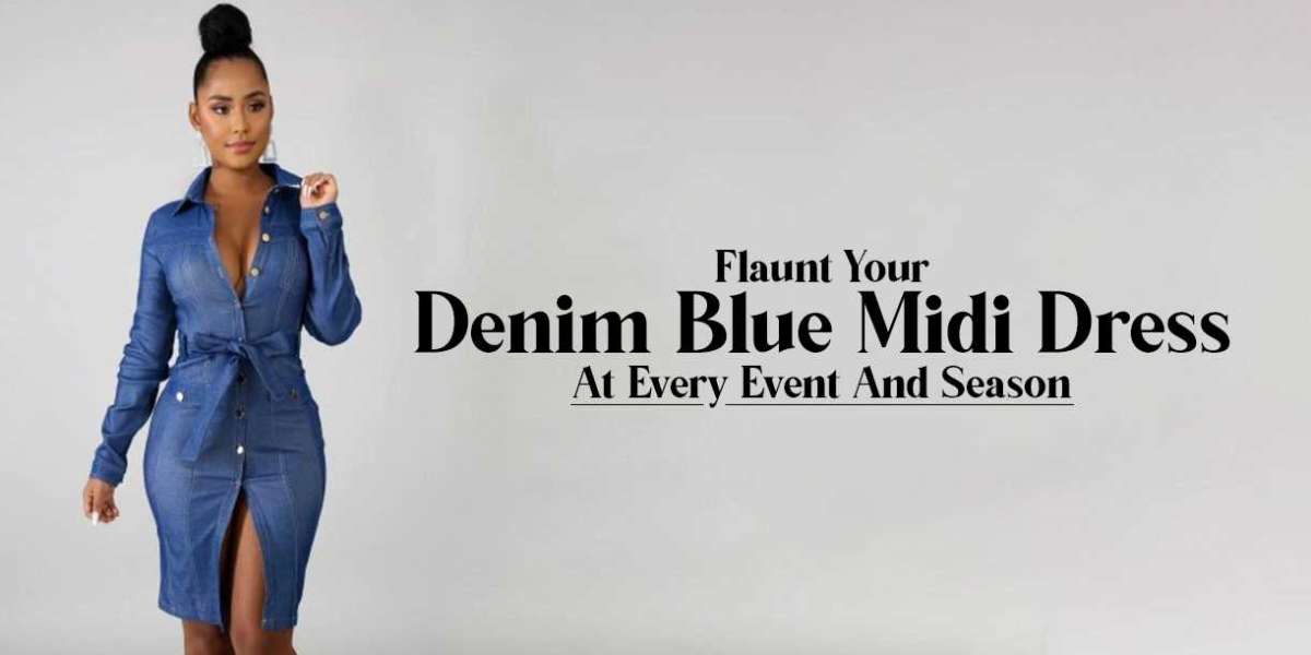 Flaunt Your Denim Blue Midi Dress At Every Event And Season