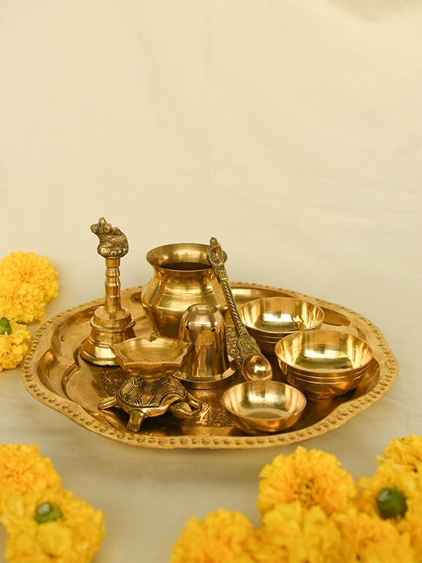 Buy Brass Pooja Thali Set of 2 | Anahata Organic