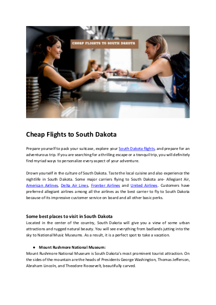 Cheap flights to South Dakota | edocr