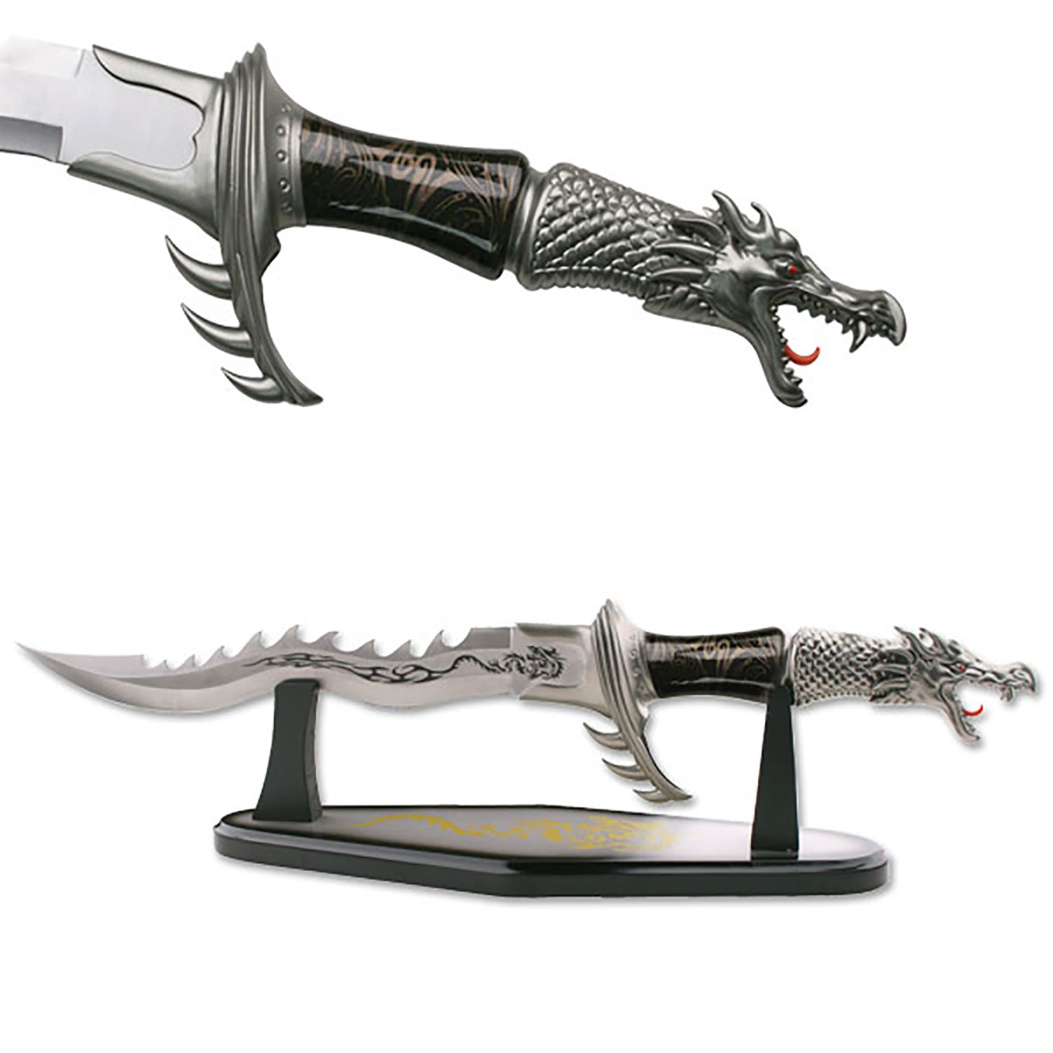Fantasy Kris Dragon Dagger Knife with Display Stand-5C2-SI20