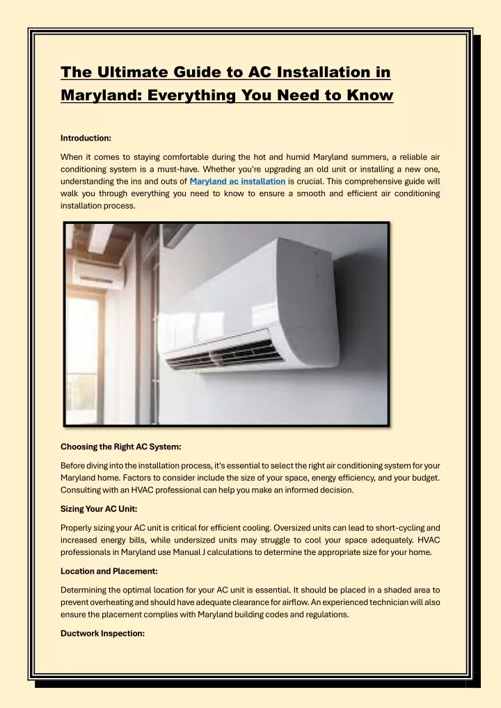 PPT - The Ultimate Guide to AC Installation in Maryland Everything You Need to Know PowerPoint Presentation - ID:12560499