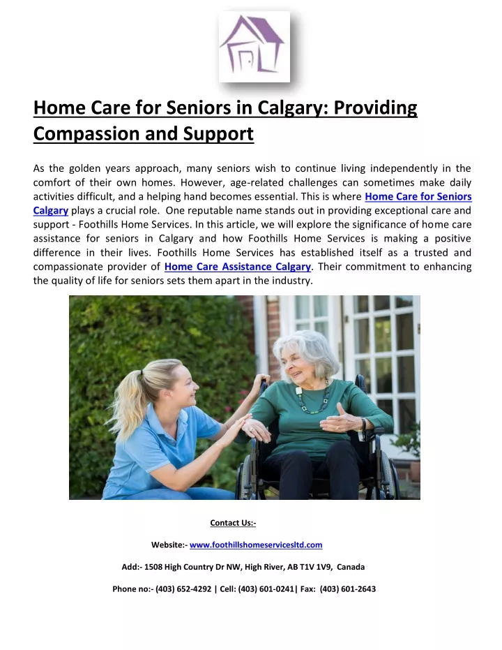 PPT - Foothills Home Services: Premier Home Care Assistance for Seniors in Calgary PowerPoint Presentation - ID:12666517