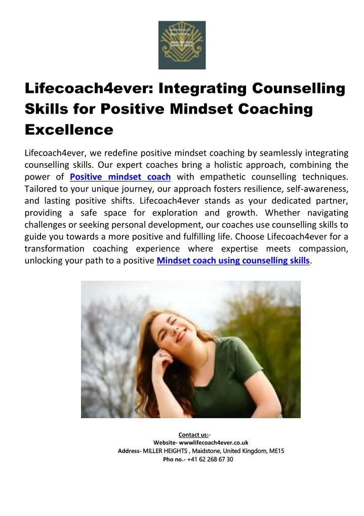 PPT - Lifecoach4ever: Integrating Counselling Skills for Positive Mindset Coaching Exc PowerPoint Presentation - ID:12841742