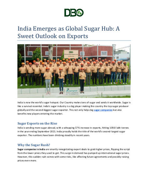 India Emerges as Global Sugar Hub: A Sweet Outlook on Exports