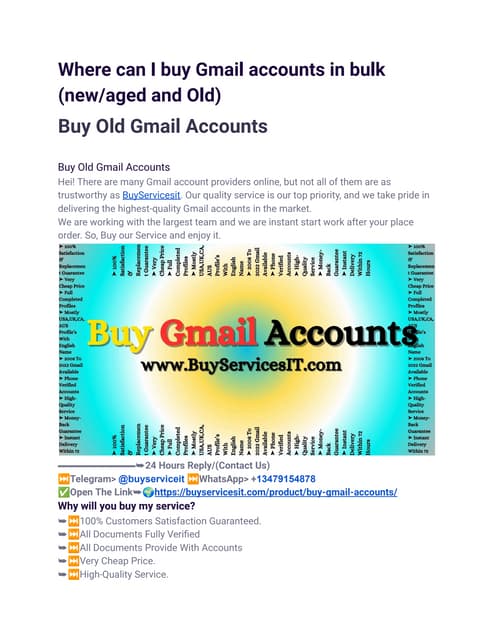 Where can I buy Gmail accounts in bulk (new/aged and Old) | PDF