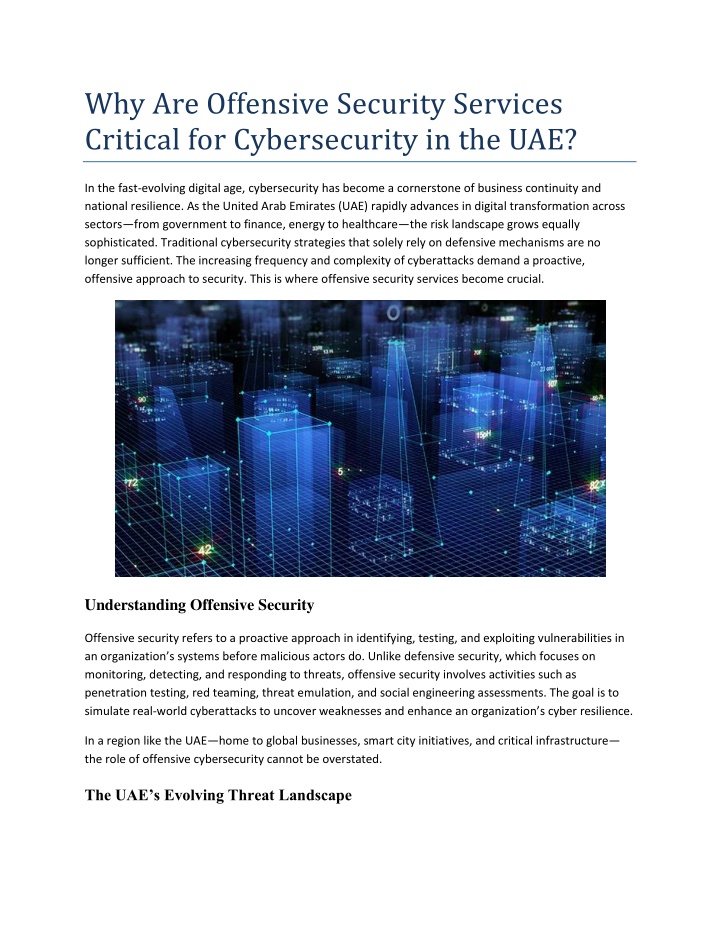 PPT - Why Are Offensive Security Services Critical for Cybersecurity in the UAE PowerPoint Presentation - ID:14189256