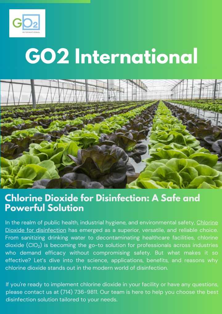 Chlorine Dioxide for Disinfection: A Safe and Powerful Solution