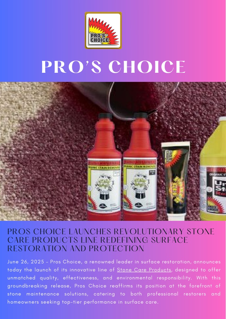 PPT - Pros Choice Launches Revolutionary Stone Care Products Line Redefining Surface Restoration and Protection PowerPoint Presentation - ID:14317073