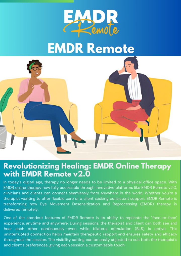 Revolutionizing Healing: EMDR Online Therapy with EMDR Remote v2.0