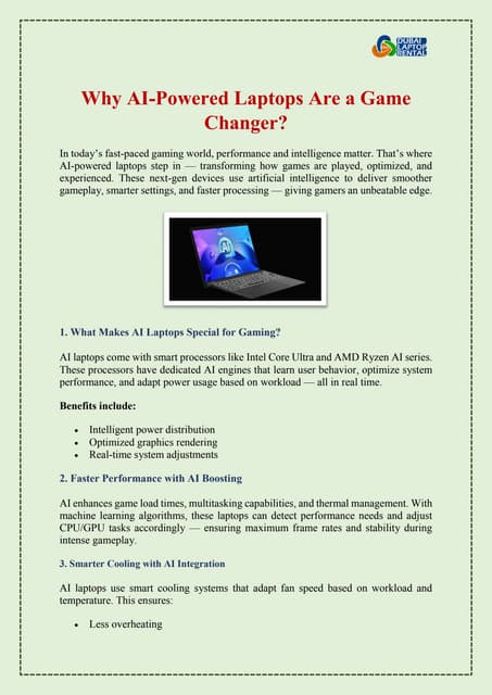 Why AI Powered Laptops Are a Game Changer? | PDF