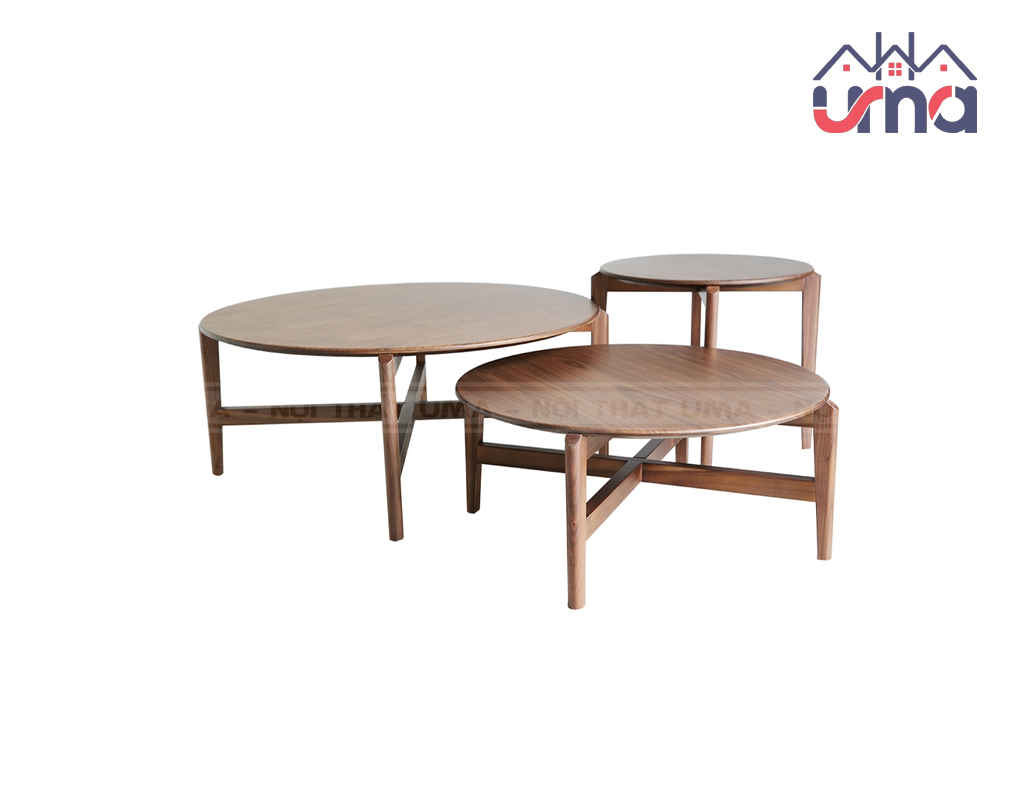 Bàn Trà Tròn Gỗ Óc Chó Cổ Điển GOC012 - Nội Thất UMA