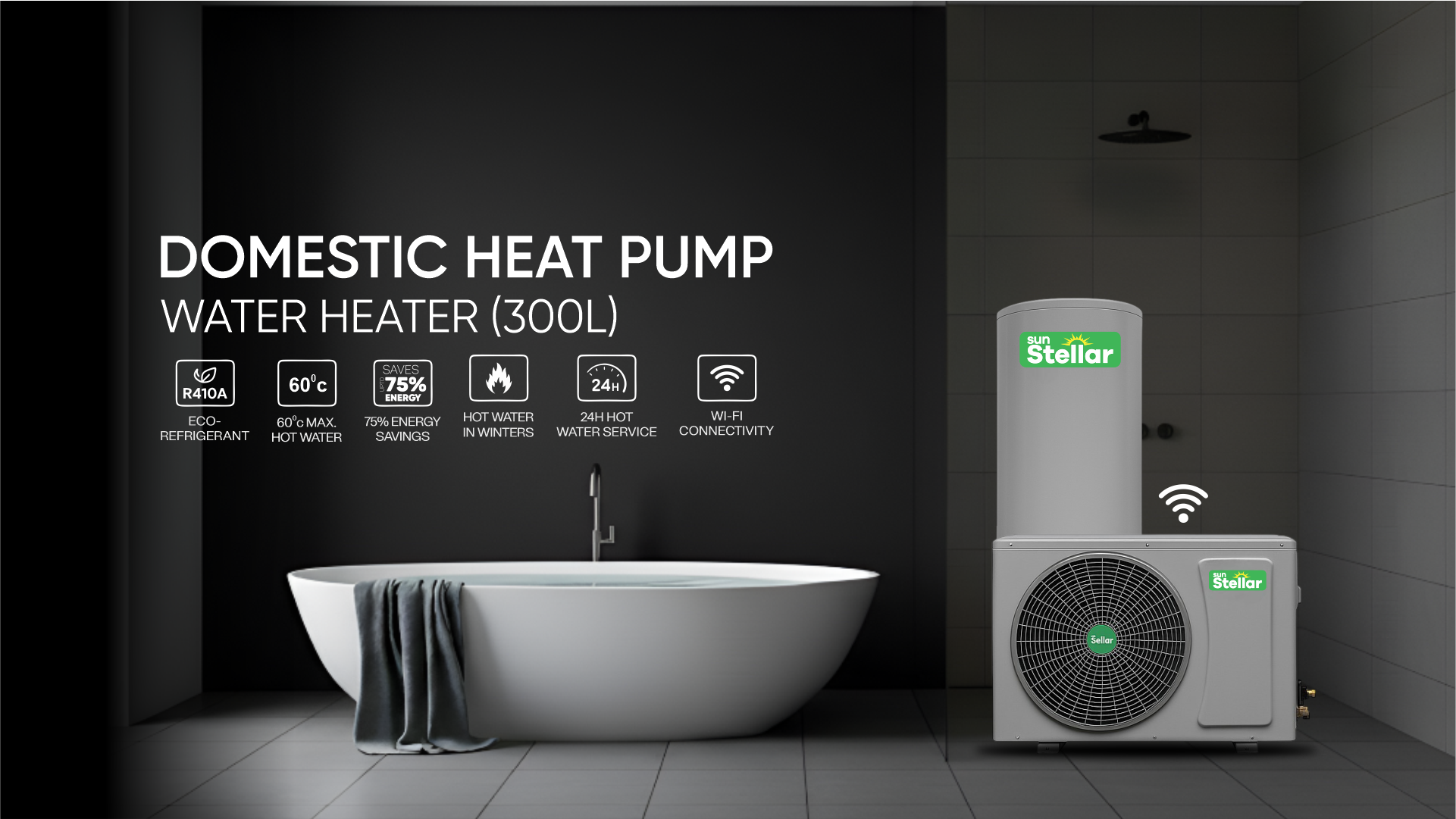Domestic Heat Pump Water Heater 300L | Sun Stellar