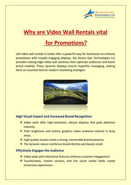 Why Are Video Wall Rentals Vital for promotions? | PDF