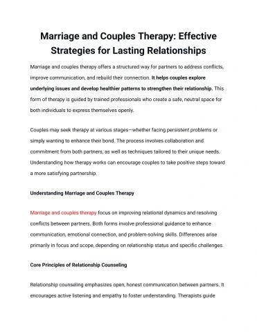 Marriage and Couples Therapy_ Effective Strategies for Lasting Relationships