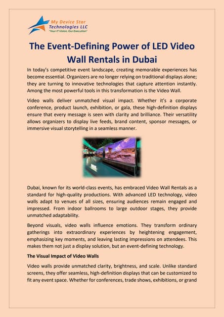 The Event-Defining Power of Video Wall Rentals in Dubai | PDF