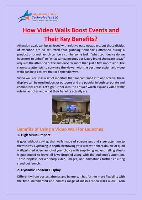 How Video Walls Boost Events and Their Key Benefits? | PDF