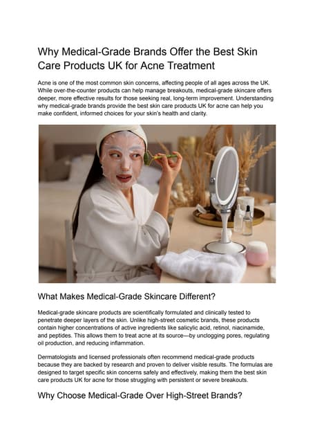 Why Medical-Grade Brands Offer the Best Skin Care Products UK for Acne Treatment.pdf