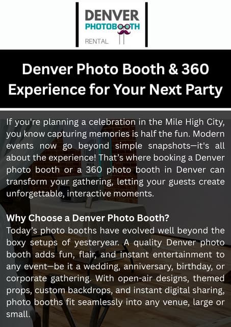 Denver Photo Booth & 360 Experience for Your Next Party | PDF