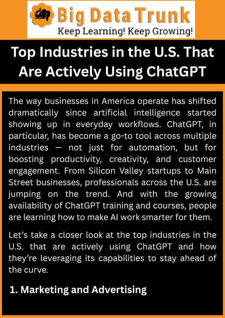 Top Industries in the U.S. That Are Actively Using ChatGPT | PDF