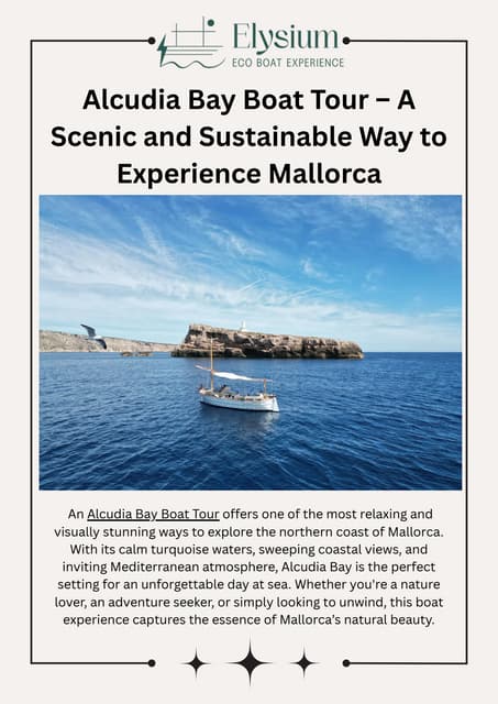 Alcudia Bay Boat Tour – A Scenic and Sustainable Way to Experience Mallorca | PDF